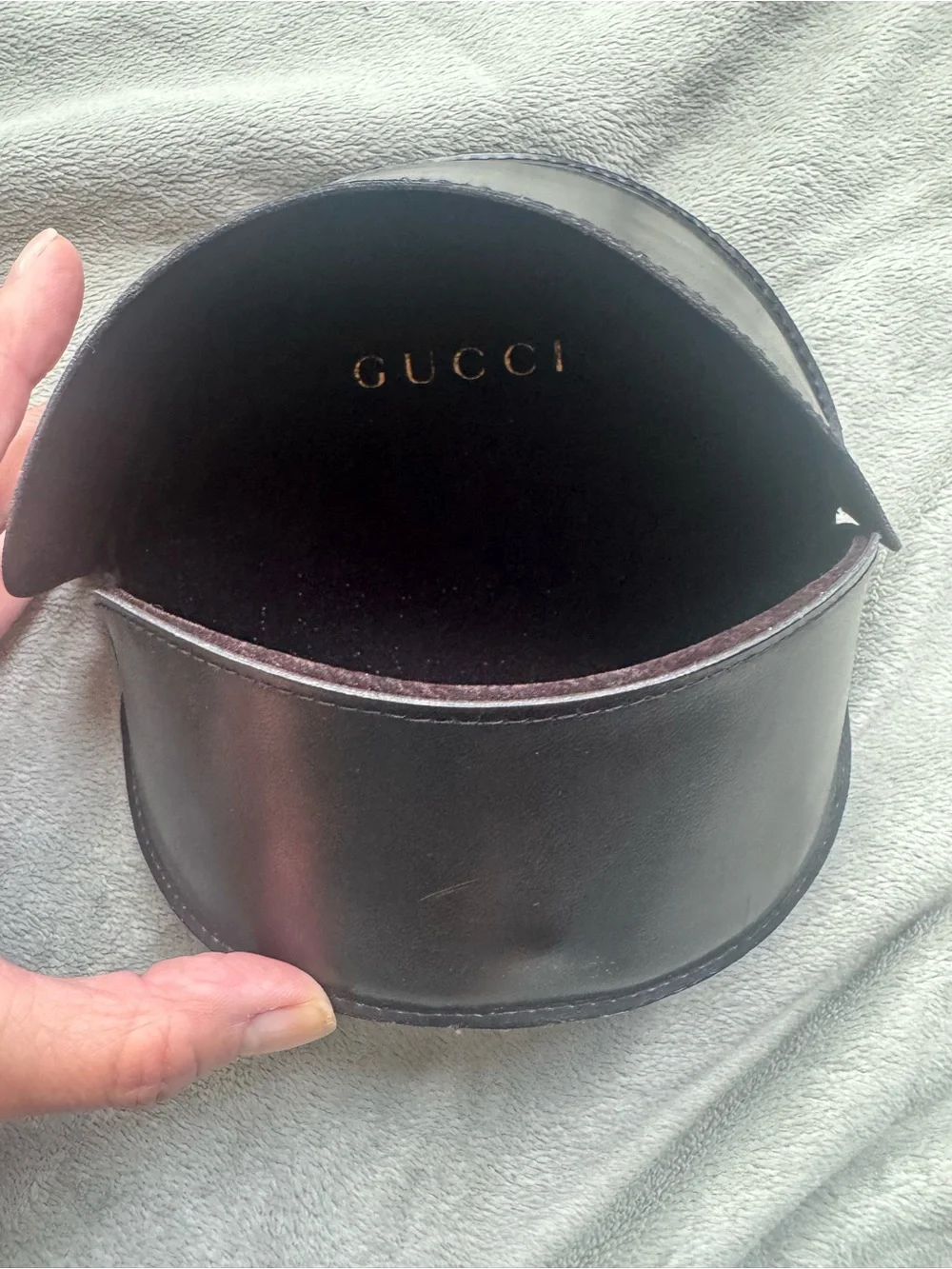 Gucci Black Leather Case with Gold Logo